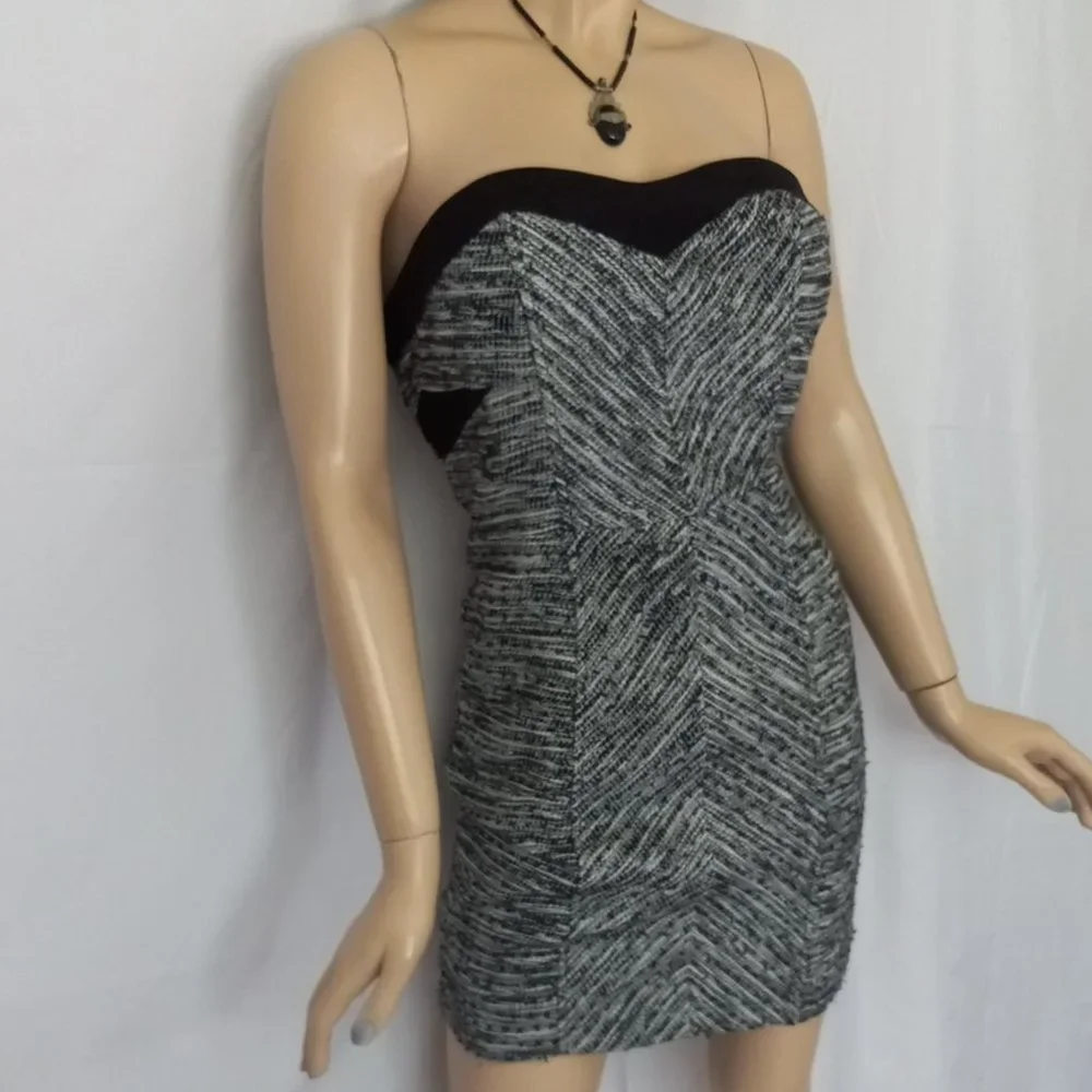 Nwt Anthropologie By Adelyn Rae Gray/Black Strapless Dress Sz S Very CHIC! - Picture 4 of 9